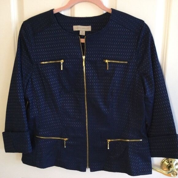 Laura Ashley Women’s Size M Navy Blazer - Picture 1 of 9